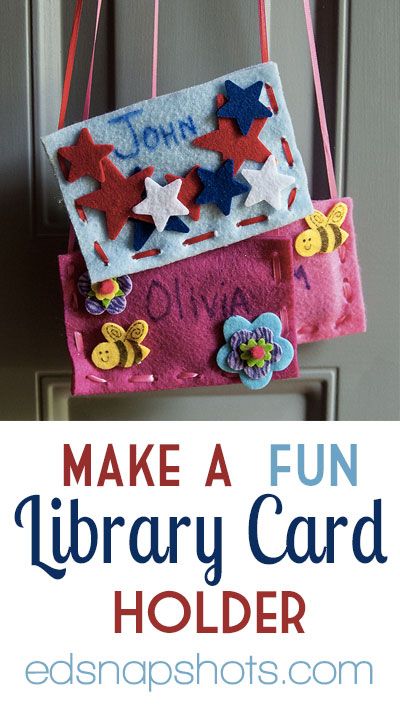 This quick and easy craft shows you how to make fun library card holders with your kids using felt and ribbon. Now library cards are ready to wear and use. Library Card Holder, Storytime Crafts, Library Week, Library Cards, Quick And Easy Crafts, Library Activities, Childrens Library, Kids Library, Reading Art