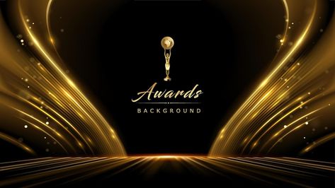 Golden Black Award Background. Waves Luxury Graphics. Stage Motion Visuals. Wedding Entertainment Night. Elegant Luxury Shine Modern Template Certificate. Wave Lines Shining. Globe Horizon in Space Charm Poster, Award Background, Golden Awards, Award Poster, Stall Design, Stage Background, Happy Anniversary Cards, Waves Line, Exhibition Stall