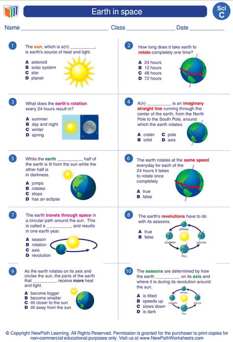 Third Grade Science Lessons, Third Grade Science Worksheets, Earth Worksheet, Earth In Space, Scientific Notation Worksheet, Solar System Worksheets, Grade 3 Science, Solar System Activities, Earth Science Lessons