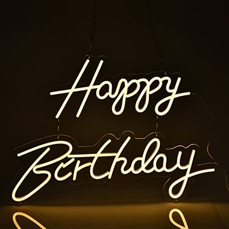 Happy Birthday Large Neon Sign for Wall Decor, with Dimmable Switch, Reusable Happy Birthday Neon Light Sign for All Birthday Party Decoration, Size-Happy 16 x 8inch, Birthday 23 X 8inch (Warm White) : Amazon.ca: Tools & Home Improvement Happy Birthday Neon Light, Happy Birthday Neon, Birthday 23, Birthday Lights, Happy Signs, Shimmer Wall, Light Up Signs, Birthday Party Decoration, Light Sign