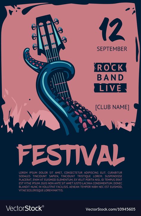 Music poster template for rock concert ... Nirvana Concert Poster, Music Poster Template, Art Festival Poster, Rock Music Festival, Concert Poster Art, Concert Poster Design, Poster Design Layout, Music Background, Music Concert Posters