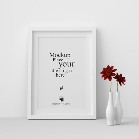 Mockup blank photo frame in white wall P... | Premium Psd #Freepik #psd #frame #mockup #frames #3d Frame Photography Ideas, Blank Photo Frame, Frame Mockup Free, White Photo Frames, Blank Photo, Mockup Frame, Plant Art Print, Photo Frame Design, Interior Minimalista