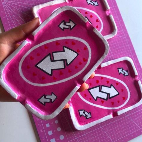 Pink Uno reverse card clay tray clay ashtray... - Depop