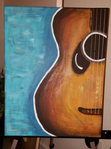 Music Painting Canvas, Guitar Art Painting, Fantasy Angel, Painting Music, Music Canvas, Guitar Painting, Music Painting, Easy Canvas Art, Simple Canvas Paintings