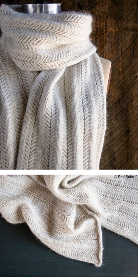 Knitting Patterns Free Scarf, Herringbone Stitch, Free Scarf, Purl Soho, Scarf Knitting Patterns, How To Purl Knit, Kids Easter, Patterned Scarves, Knit Stitch Patterns