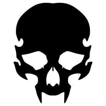 Croquis, Skull Design Simple, Graphic Design Skull, Skull Vector Logo, Skull Outline Drawing, Dark Logo Design, Skull With Fangs, Skull Pfp, Skull Tshirt Design