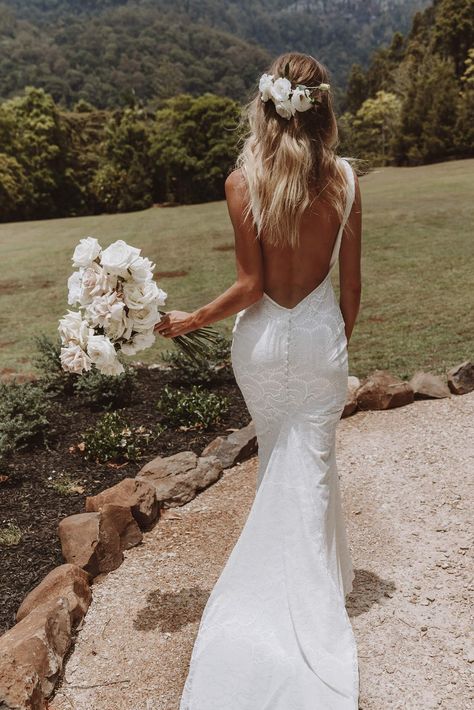 Fitted Wedding Gown Open Backs, Low Back Bridal Gown, Hot Wedding Dress Open Backs, Silk Form Fitting Wedding Dress, Wedding Dress With Buttons Down Back, Tight White Wedding Dress, Simple Detailed Wedding Dress, Lace Column Wedding Dress, Mermaid Low Back Wedding Dress