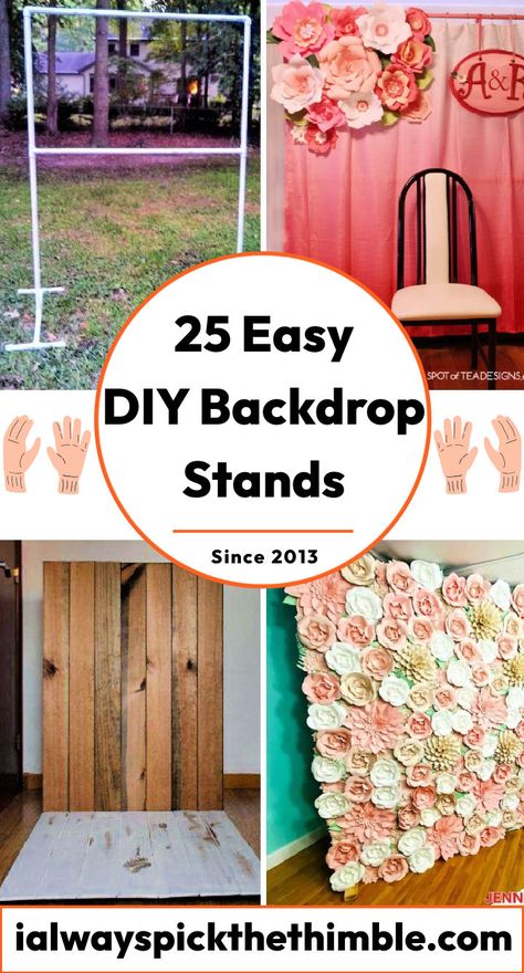 25 DIY Backdrop Stand Ideas: Make Easy Photo Backdrop Stands Diy Wedding Backdrop Frame, Backdrop Stands Diy, Rose Backdrop Photoshoot, Backdrop Stand Ideas, Diy Graduation Backdrop, Pvc Pipe Backdrop, Easy Backdrop Ideas Diy, Easy Diy Backdrop, Diy Pvc Pipe Backdrop