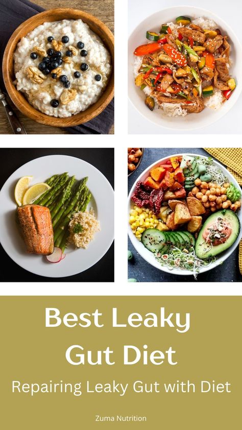 Repair Gut Health, Food For Leaky Gut, Diet For Leaky Gut, Leaky Gut Dinner Recipes, Gut Health Oatmeal, Repair Leaky Gut, Easy Gut Healthy Lunch, Leaky Gut Meals, Fix Leaky Gut