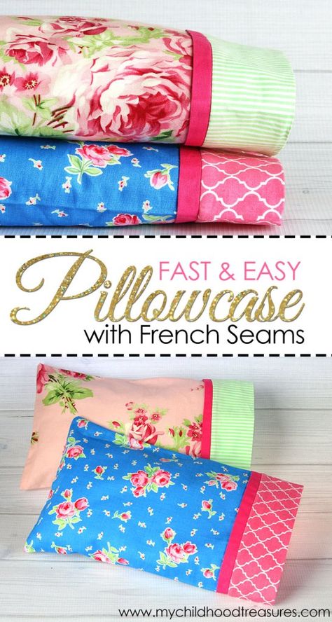 Make A Pillowcase, Pillowcase Pattern, Beginner Sewing Projects Easy, Sewing Pillows, Leftover Fabric, Creation Couture, French Seam, Mini Quilts, Diy Couture
