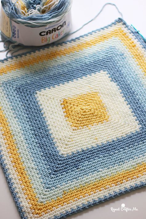 Crochet In A Square, Crochet Blanket Patterns Center Out, Moss Stitch In A Square Crochet Blanket, Crochet In The Round Patterns Blankets, Continuous Granny Square Blanket Pattern Free, Continuous Crochet Blanket, From The Middle Crochet Blanket, Moss Stitch Shawl, Crochet Blanket Diagram