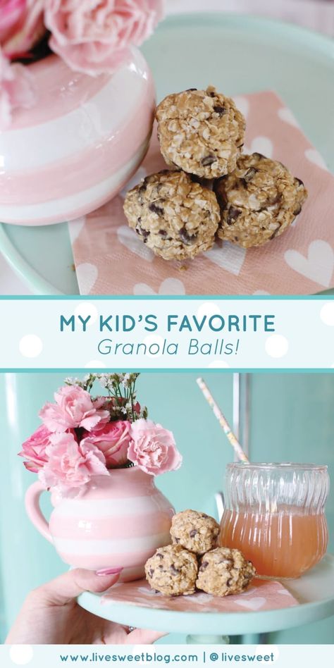 Kid-Friendly Granola Balls - Live Sweet Kids Friendly Meals, Granola Balls, Baking With Toddlers, Granola Bites, Granola Recipe Healthy, Best Granola, Kids In The Kitchen, Baked Granola, Kid Friendly Snack