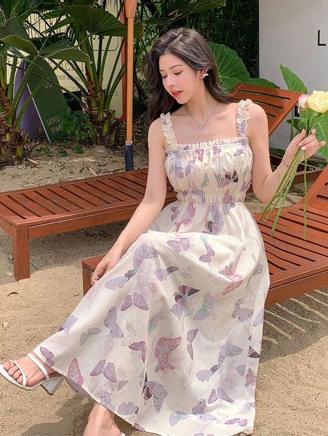 Canary Houze · Products · Blooming Beauty: Floral Print Empire Waist Spaghetti Strap Dress · Shopify Korean Floral Dress, Summer Look Book, Spaghetti Strap Dress, Beauty Dress, Versatile Dresses, Women Long Dresses, Floral Dress Summer, Summer Look, Strap Dress