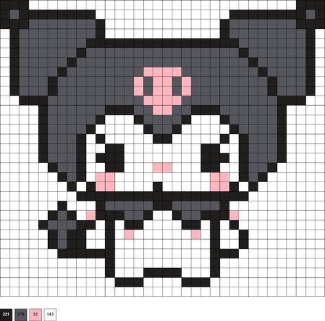 Kuromi Perler Beads, Easy Pixel Art, Easy Patterns, Cute Clown, Pixel Drawing, Pixel Crochet, Pixel Art Grid, Pix Art, Cute Character