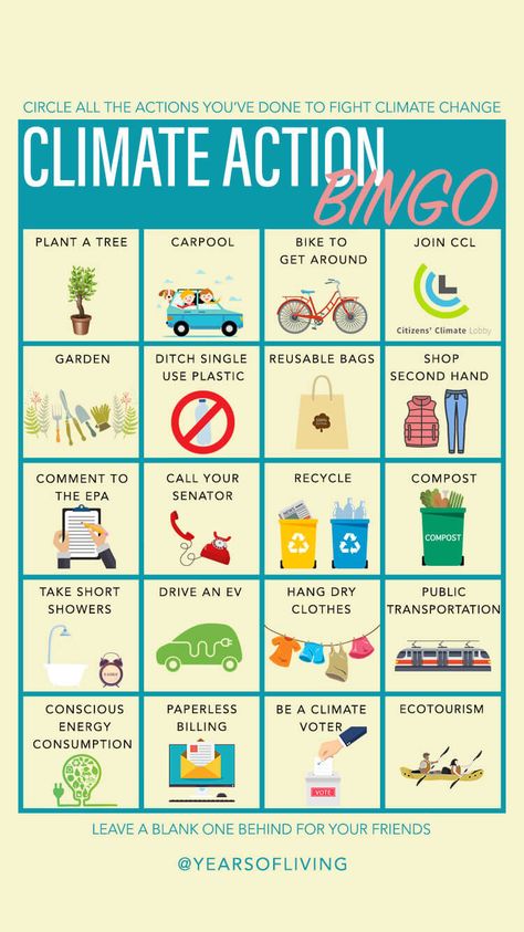 PLAY Climate Action Bingo - Years Of Living Dangerously Climate Action Projects, Environmental Club Ideas, Waste Free Living, Environmentally Friendly Living, Food Recipes Vegetarian, Food Recipes Ideas, Eco Life, Save Our Earth, Zero Waste Living