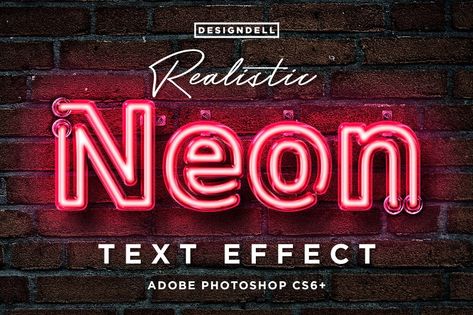 Make your own realistic neon Photoshop text effect using smart layers.  - Editable text using smart layer - Easily change color - Includes moveable clips and wall holes to suit your own text - Adobe CS6 to CC17 Happy Designing! Neon Template, Glitch Text, Poster Text, Neon Photography, Photoshop Text Effects, Photoshop Text, Photoshop Collage, Beginner Photo Editing, Photoshop For Photographers