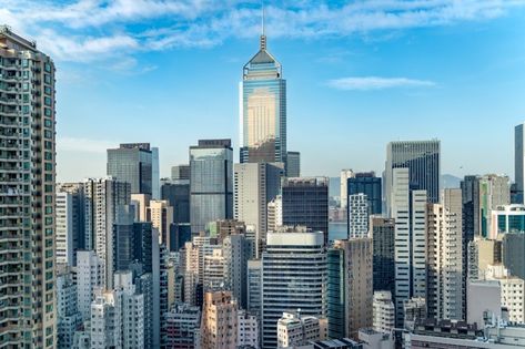 The amazing view of hong-kong cityscape ... | Premium Photo #Freepik #photo #background #business #city #building