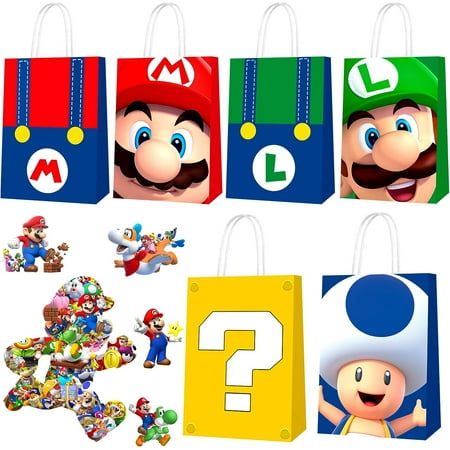 Super Mario Birthday Party Supplies Set Our mario party supplies pack includes 24 super mario party favor bags, 50 super mario stickers, which can be used by 24 guests in the super mario birthday party. Creative Design Candy bags are designed with mario themed elements such as straps, question marks, mushrooms etc, which are very suitable for use in super mario birthday parties. Perfect Packaging Design All mario bros candy bags are equipped with a top handle design, which is easy to carry, and you can use it to hold snacks, biscuits and other items in mario party. High Quality MaterialsThe mario birthday party goody bags are made of high quality material, sturdy and durable, which is the best choice for your mario birthday party gifts. Wide Application Cute super mario birthday party good Stickers For Boys, Girls Party Favors, Super Mario Birthday, Mario Birthday, Candy Bags, Girls Party, Party Bags, Goodie Bags, Mario Bros