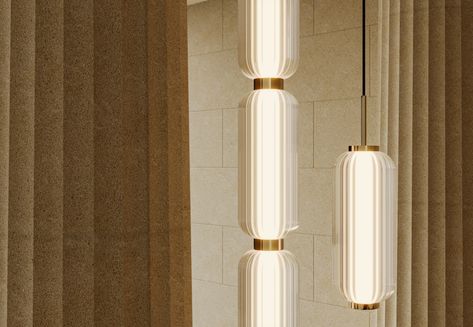 Elma - Aromas Delicate Aesthetic, Linear Pendant Light, Linear Suspension, Gold Lamp, Pendant Light Design, Lighting Trends, Glass Pendant Lamp, Linear Pendant, Suspension Lamp