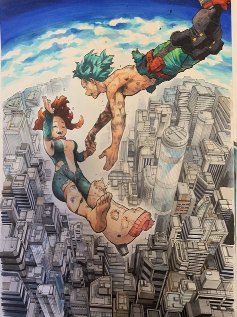 Atsushi on Twitter: "New Uraraka & Deku illustration by Horikoshi! It’ll be displayed at the MHA Exhibition!… " Mha Ochako Manga, Mha Manga, Deku X Uraraka, Ochako Uraraka, Anime Episodes, Hero Academia Characters, Image Macro, My Hero Academia Manga, Izuku Midoriya