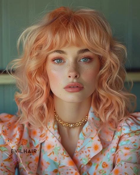 30 Dazzling Hair Color Ideas for Women in Summer 2024 Peach Blonde Hair, Peachy Hair Color, Trends Summer 2024, Peach Blonde, Fun Summer Hair Color, Short Copper Hair, Beachy Balayage, Apricot Hair, 30 Hair Color