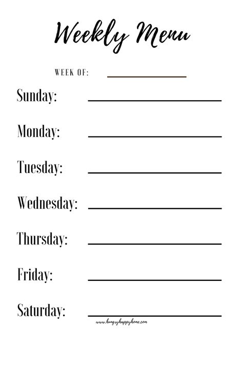 A free simple weekly menu planning printable with space for each day of the week Free Weekly Menu Printable, Weekly Menu Planning Printable Free, Meal Plan Template Printable Free, Menu Planning Printable Free, Menu Printable Free, Weekly Menu Printable Free, Menu Template Free Printable, Weekly Menu Printable, Free Printable Menu Template