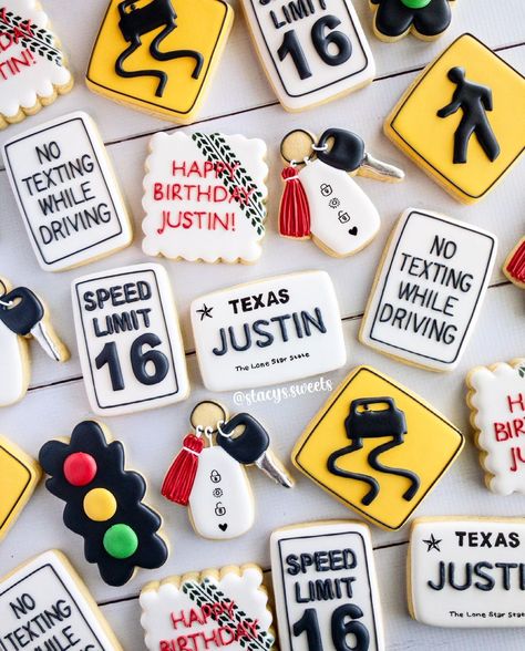 Stacy’s Sweets on Instagram: “Happy 16th Birthday Justin! 🚙” 16 Year Boy Birthday Party Ideas, Cake For 16th Birthday Boy, 16th Boy Birthday Party Ideas, Sweet 16 For Boys Ideas, 16th Birthday Boy Ideas, Sweet 16 Cookie Ideas, 16 Boy Birthday Ideas, 16th Birthday Party Ideas Boy, Boy 16th Birthday Cake