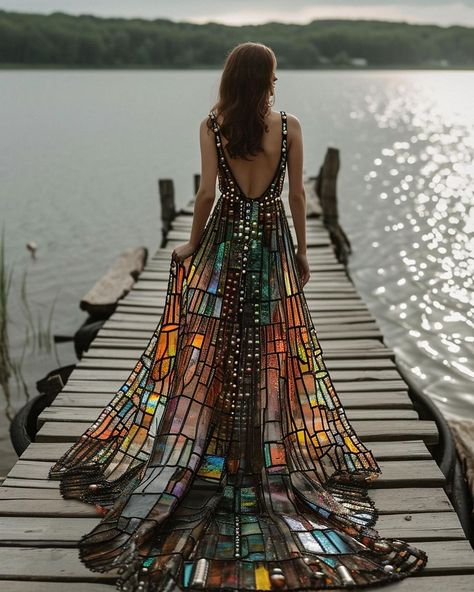 Did someone say stained glass clothing? No? Well you guys are getting it anyway! I have about 40 looks and choosing just 10 for this was a… | Instagram Couture, Haute Couture, Glass Clothing, Floral Print Party Dress, Fantasy Fashion, Dress Romper, Fancy Dresses, Long Maxi Dress, Gorgeous Dresses