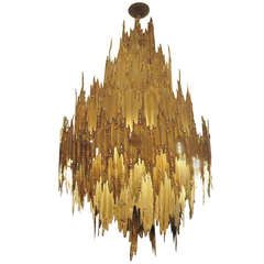 Monumental Brutalist Chandelier by Tom Greene $15,000 Brutalist Home, Brutalist Design, Ad Magazine, Metal Table Lamps, Brass Chandelier, Design Guide, Custom Lighting, Color Shapes, Chandeliers And Pendants