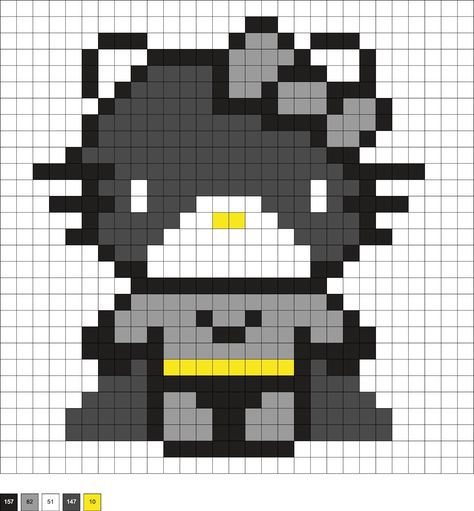 hello kitty perler beads - Google Search Batman Pixel Art Grid, Minecraft Drawings Easy, Cross Pixel Art, Cute Pixel Drawing, Kitty Perler Beads, Pixel Art Hello Kitty, Hello Kitty Perler Beads, Hello Kitty Perler, Spiderman Pixel Art