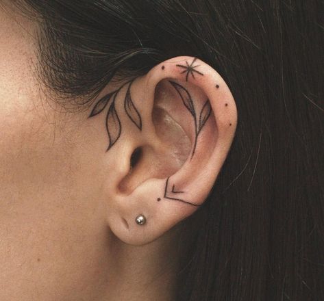 Miniature Tattoos, Inner Ear Tattoo, Small Face Tattoos, Face Tattoos For Women, Bauch Tattoos, Tattoo Hals, Face Tattoos, Elegant Tattoos, Tattoo Life