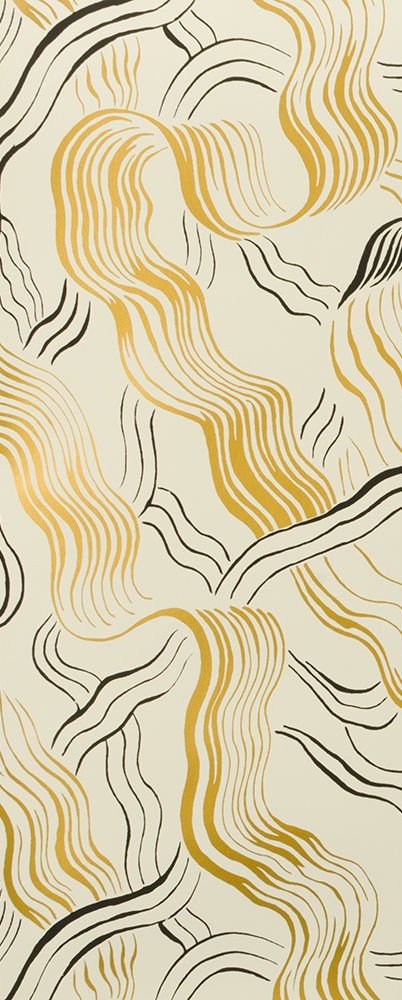 KELLY WEARSTLER | JUBILEE METALLIC WALLPAPER. In Ivory/Gold/Black Random Drawings, Organic Pattern, Metallic Wallpaper, Kelly Wearstler, Tattoo Pattern, Black Vintage, Gold And Black, Color Textures, Textile Patterns