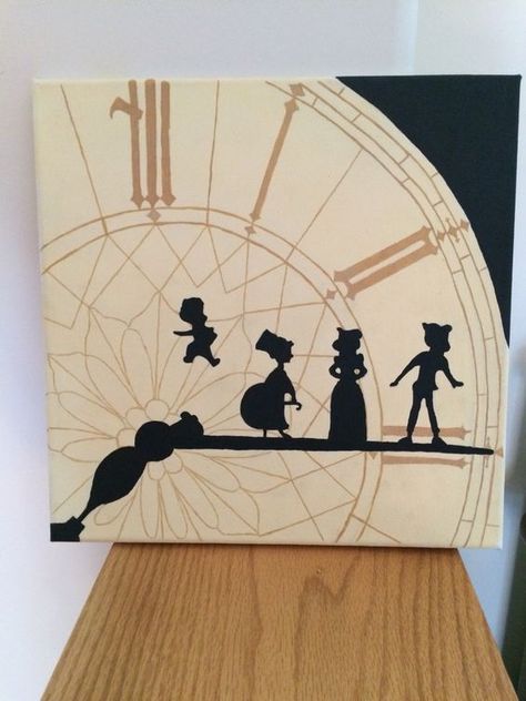 Peter Pan Clock Tower, Peter Pan Clock, Disney Canvas Paintings, Disney Canvas Art, Disney Canvas, Disney Paintings, Cute Canvas Paintings, Easy Canvas Painting, Cute Canvas