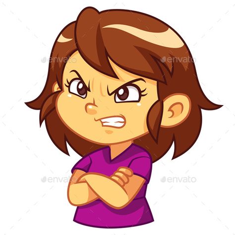Angry Girl Expression Angry Girl Drawing, Angry Person Drawing, Angry Character, Angry Drawing, Angry Illustration, Brunette Cartoon, Geeky Boy, Steps To Draw, Angry Cartoon