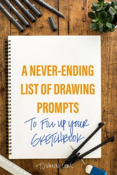 A Never-Ending List of Drawing Prompts to Fill Your Sketchbook Croquis, Sketchbook Ideas Doodles, Fill Your Sketchbook, Sketchbook Prompts, Sketchbook Assignments, Drawing Prompts, Sketchbook Drawings, Drawing Prompt, Drawing Supplies