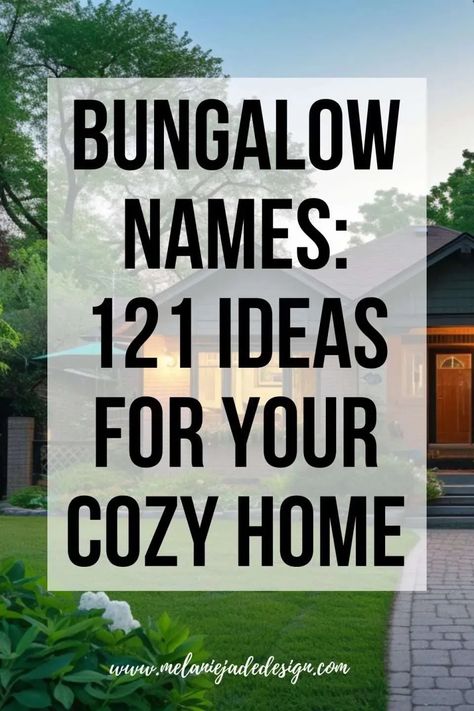 Transform your bungalow into a haven with a name that reflects its cozy charm! 🏡 Discover 121 unique ideas to personalize your home sweet home in my latest blog. From quaint classics to whimsical wonders, find the perfect name to make your bungalow truly yours. #HomeSweetHome #BungalowLiving #CozyHome Florida Bungalow Decor, Exterior Bungalow Design, 1920s Craftsman Bungalows Interior, Bungalow House Design Interiors, Boho House Exterior Bohemian, Arts And Crafts Bungalow Exterior, 1920 Bungalow Exterior, Bungalow Decor Ideas, Bungalow Homes Interior 1920s