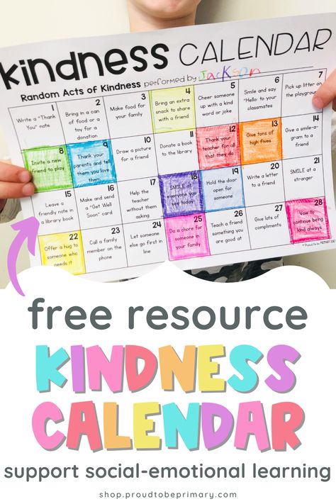 Enter your name and email address to receive my FREE kindness calendar! This is a great tool to encourage kindness in the primary classroom, but could be adapted for upper grades as well! Using this calendar at the beginning of the year would be a great back to school idea, because it would foster social-emotional learning and community building. Primary School Activities Ideas, Primary School Teaching Ideas, Kindness Month School, School Community Activities, Upper Primary Classroom, Primary School Lesson Ideas, Social Emotional Learning Activities 3rd Grade, Social Emotional Learning 1st Grade, Social Emotional Learning 3rd Grade