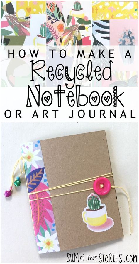 How to make a Recycled Notebook or Art Journal Upcycling, Making A Journal Diy, Notebook Making Ideas, How To Make A Notebook Out Of Paper, How To Make A Journal Book, How To Make Notebook, How To Make A Journal Book Diy, How To Make A Journal, Diy Sketchbook Cover