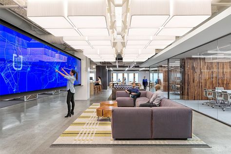 10 Amazing Tech Company Headquarters Photos | Architectural Digest Interior Kantor, Corporate Interiors, Open Office, Cool Office, Workplace Design, Video Wall, Interior Design Magazine, Corporate Office, Digital Signage
