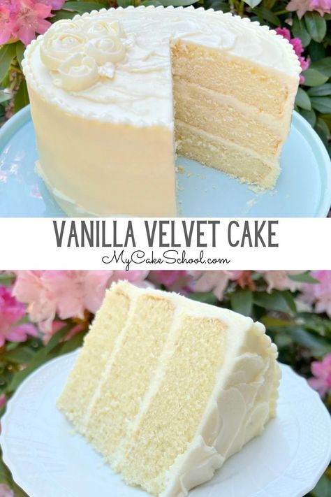 Vanilla Velvet Cake | My Cake School Velvet Cake Recipes, Dessert Aux Fruits, Vanilla Cake Recipe, Cake Recipes From Scratch, Velvet Cake, Homemade Cakes, Let Them Eat Cake, Yummy Cakes, Cake Recipe