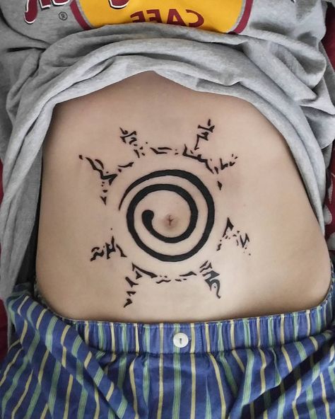 {𝑻𝒉𝒆 𝑮𝒉𝒐𝒔𝒕 𝒇𝒊𝒍𝒆𝒔} Follow me on insta: @ghostboy.no1 Nine Tails Seal Tattoo, Gaara Tattoo, Gatto Del Cheshire, Belly Button Tattoos, Seal Tattoo, Girl Neck Tattoos, Henna Inspired Tattoos, Small Chest Tattoos, Belly Tattoo
