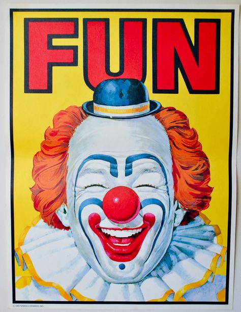 vintage circus poster 'FUN' Circus Graphics, Clown Photos, Vintage Circus Party, Vintage Circus Posters, Joker Clown, Scary Clown Makeup, Vintage Halloween Photos, Circus Sideshow, Clown Clothes