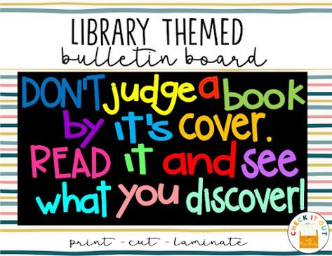 Book Bulletin Board, School Library Bulletin Boards, School Library Design, Library Bulletin Board, Bulletin Boards Classroom Decor, Library Bulletin Boards, Library Boards, Cover Quotes, Teaching Third Grade