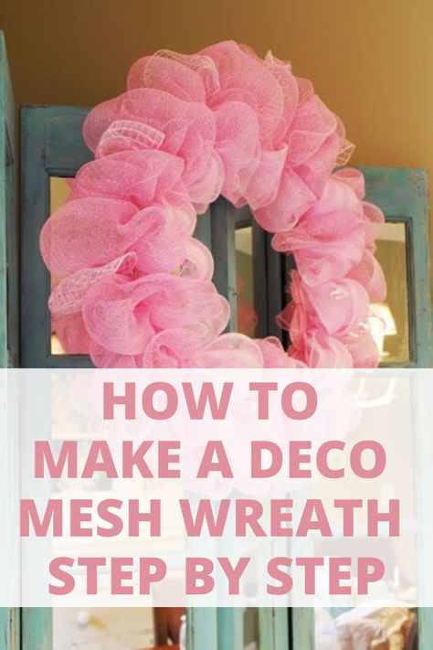 How to Make a Deco Mesh Wreath Step by Step - PinkPopDesign Amigurumi Patterns, Natal, Class Wreaths, Easy Mesh Wreath, Ribbon Wreath Tutorial, Mesh Crafts, Ribbon Wreath Diy, Decorative Mesh Wreaths, Diy Deco Mesh Wreath