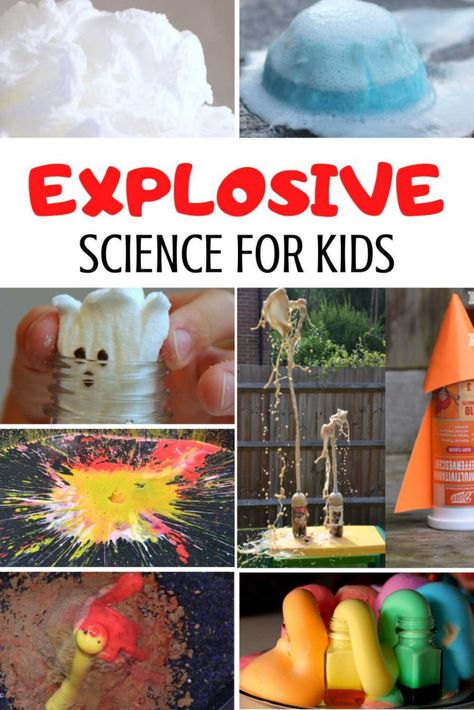 Explosive Science Experiments for Kids Science Experiments That Explode, Science Experiment Explosion, Science Experiments For Grades 3-5, Nature Science Experiments, Explosion Experiments, Stem Experiments For Kids, Cool Science Experiments For Kids, Elephant Toothpaste Experiment, Volcano Science Experiment