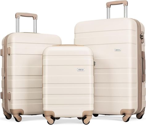 Amazon.com | Merax 3 Piece, Expandable Luggage Set, Suitcases with Wheels, Hardside, Ivory and Golden, 20/24/28 Inch | Luggage Sets Suitcase Sets, Travel Luggage Set, Hardside Luggage Sets, Hard Suitcase, Lightweight Suitcase, 3 Piece Luggage Set, Spinner Luggage Sets, Lightweight Luggage, Hardside Luggage