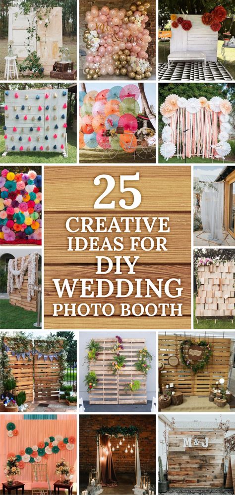 25 Creative Ideas for DIY Wedding Photo Booth - GODIYGO.COM Photo Backdrop Diy Wedding, Wedding Picture Backdrop, Photo Backdrop Frame, Diy Party Photo Booth, Photo Booth Backdrop Graduation, Outdoor Photo Booths, Diy Wedding Photo Booth, Diy Photo Booth Backdrop, Outdoor Wedding Backdrops