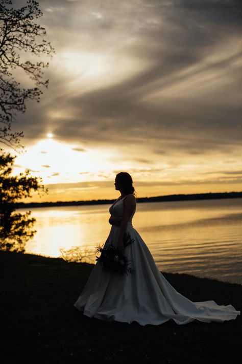 Bridal Portraits #wedding #weddingdress #weddinginspiration #weddingportrait #lakewedding #bridalportraits #bridal #bridalgown #sunset #sunsetphotography Bridal Portraits Poses, Portraits Poses, Bridal Portrait Poses, Lake Wedding, Bridal Shoot, Portrait Poses, Bridal Portraits, Simply Beautiful, Sunset Photography