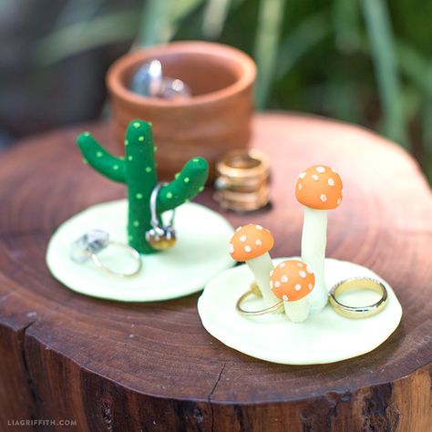 Clay Cactus Ring Holder, Ring Holder Clay, Diy Ring Holder, Cactus Ring Holder, Clay Jewellery Holder, Clay Cactus, Ring Holder Diy, Diy Clay Rings, Cactus Ring