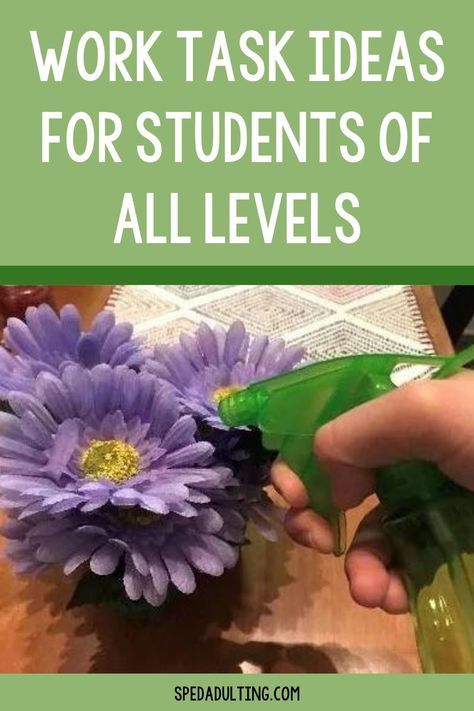 Work tasks are a great way for students to practice life skills and vocational skills in the special education classroom. But what if traditional work tasks or task box activities aren’t accessible to all your students? How can you adapt work tasks to meet the needs of all your students, regardless of their level? Here you’ll find my favorite work tasks ideas and activities for special education students along with how they can be adapted to meet the needs of students of all levels. Task Ideas, Box Activities, Community Jobs, Vocational Tasks, Job Coaching, Work Bins, High School Special Education, Functional Life Skills, Vocational Skills